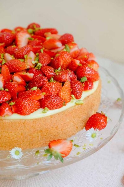 Einfaches Rezept für Erdbeerkuchen mit Vanillepudding