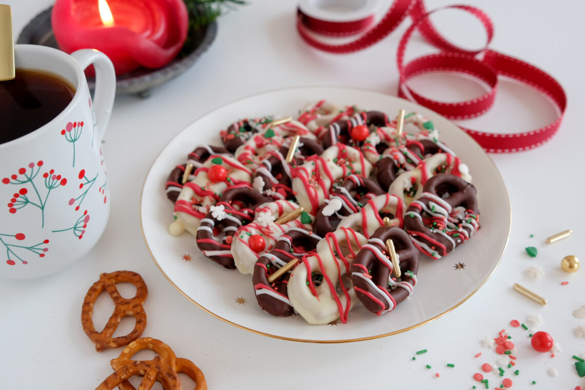 Salzbrezeln mit Schokolade Geschenk für Weihnachten